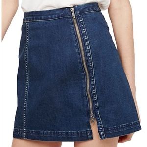 50% We the Free denim skirt off center zip dark